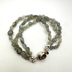 NWOT Labradorite and sterling silver, triple stranded bracelet!